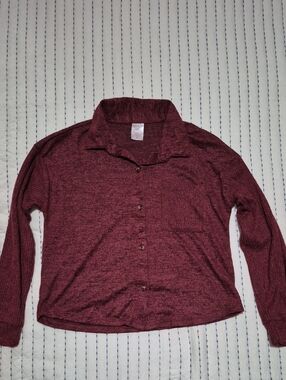 🌼Free w/purchase - Maroon Knit Button-Up Sweater Top